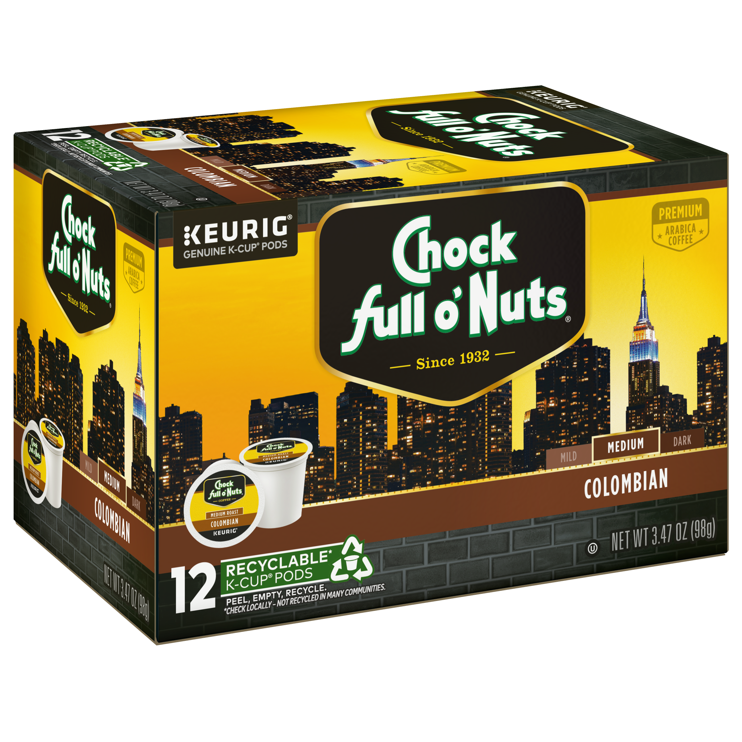 Colombian - K-Cup® Pods - Medium Roast – Chock full o'Nuts Colombian - K-Cup® Pods - Medium Roast – Chock full o'Nuts