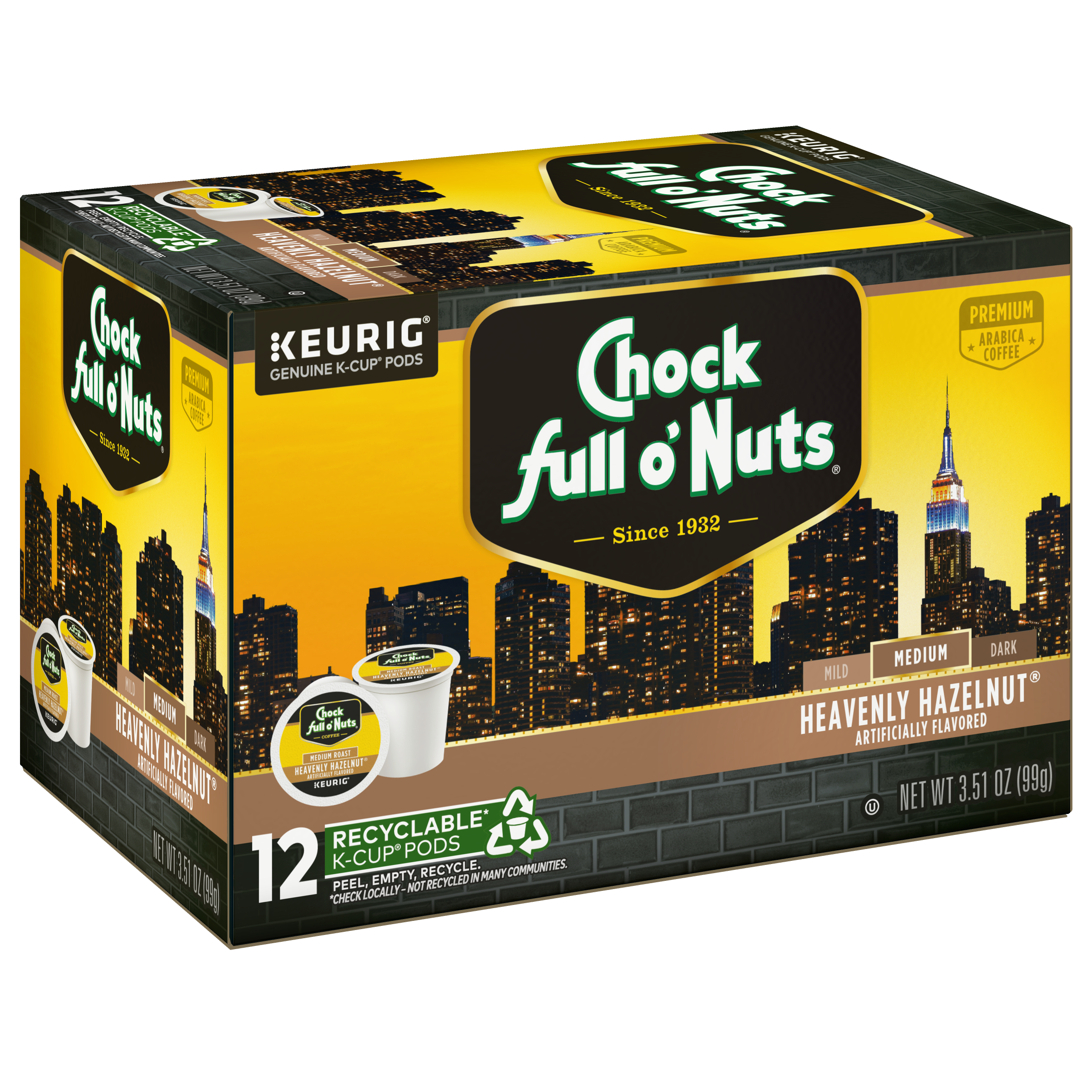 Heavenly Hazelnut - K-Cup® Pods - Medium Roast – Chock full o'Nuts Heavenly Hazelnut - K-Cup® Pods - Medium Roast – Chock full o'Nuts