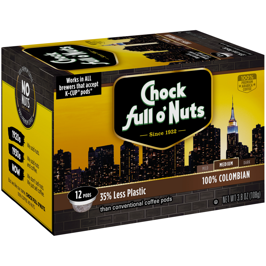 Indulge in this Chock full o'Nuts 100% Colombian - Single-Serve Pods - Medium box, compatible with Keurig 2.0.