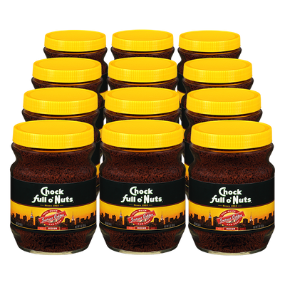 Jars of Chock full o'Nuts Original Instant Coffee - Medium, perfect for a quick and hot cup of kosher coffee.