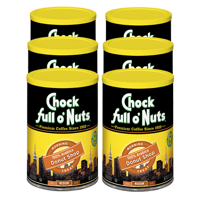 Indulge in the rich taste of Donut Shop - Medium - Ground coffee with this pack of 4 Chock full o'Nuts.