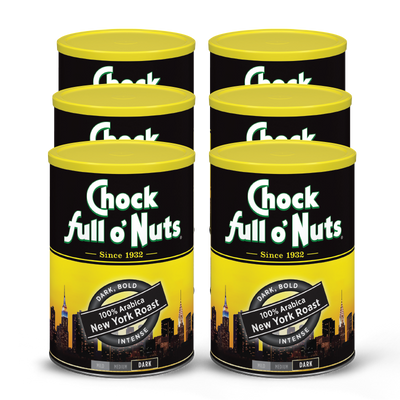 Indulge in our premium Arabica coffee beans from Chock full o'Nuts. New York Roast - Dark - Ground. Pack of 4.