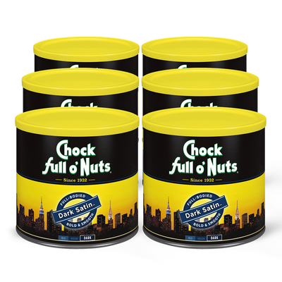 Chock full o'Nuts Dark Satin coffee beans - 6 tins.