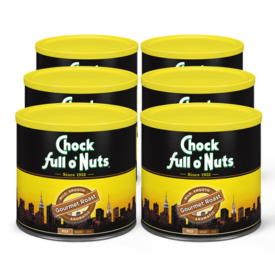 Four cans of Chock full o'Nuts Gourmet Roast - Mild - Ground coffees.